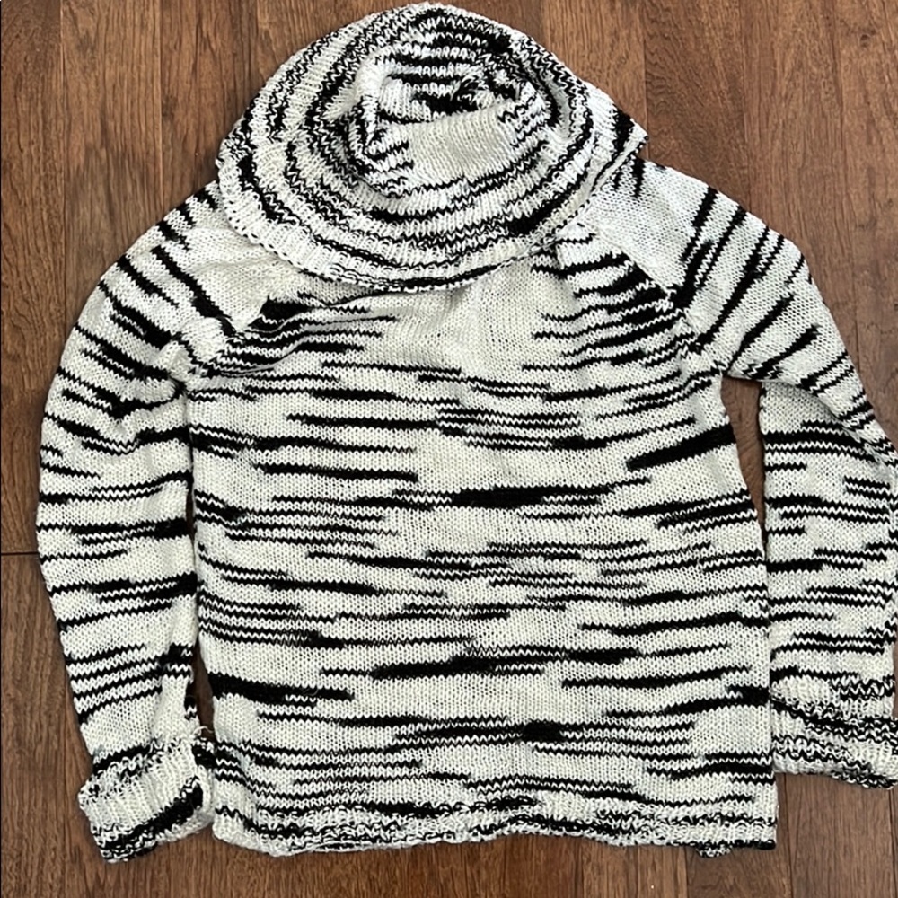 Black and white cowl neck sweater.  Like new.
